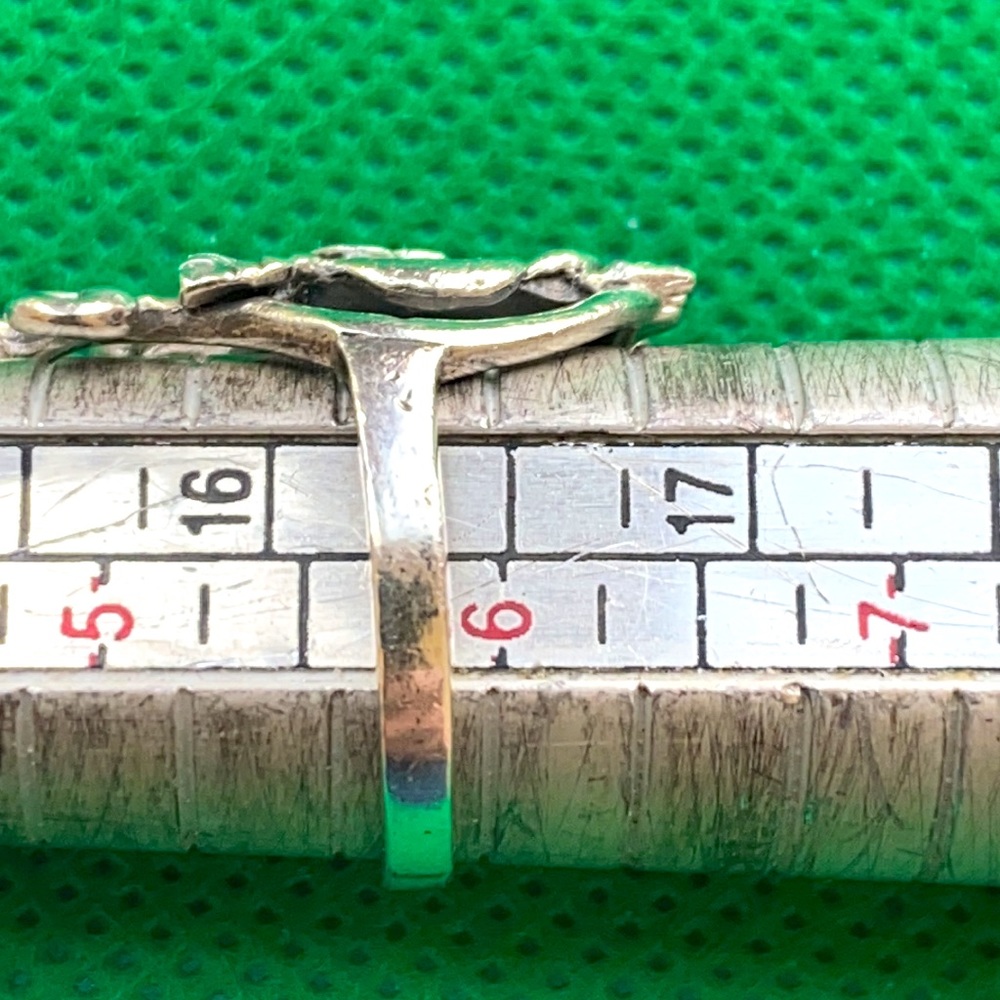 Solid Sterling Green Rose/Flower Ring Vintage - image 5